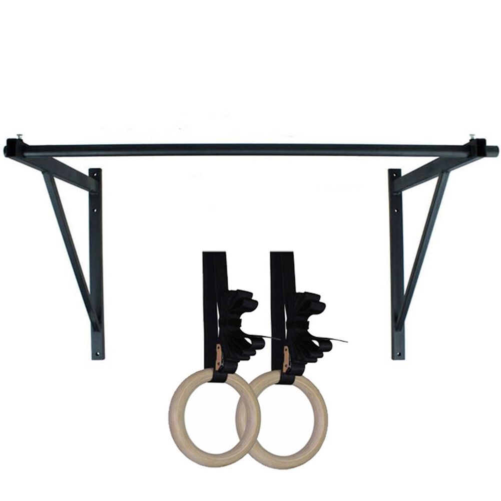 burgemeester aardbeving Ga trouwen Wall Mounted Pull Up Chin Up Bar with 8 in. Wood Olympic Gymnastic Rings |  Titan Fitness