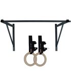 Wall Mounted Pull Up Chin Up Bar with 8 in. Wood Olympic Gymnastic Rings