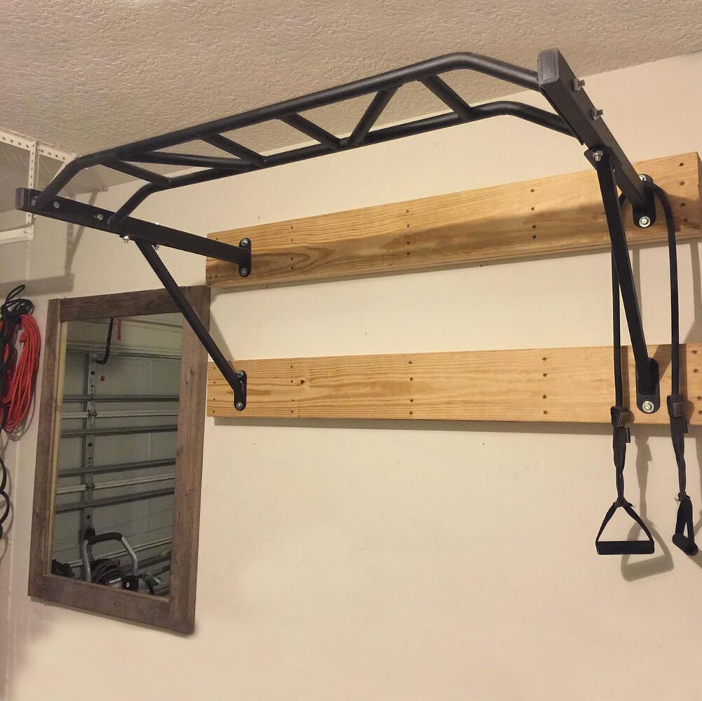 Multi-Grip Wall Mounted Pull-Up Bar - 48 in Wide Grip - Strength Accessory