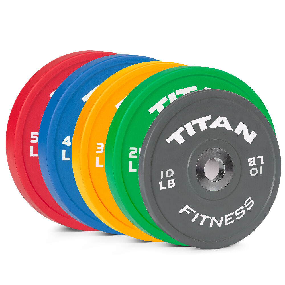 340  LB Set of Titan Color Elite Olympic Bumper Plates