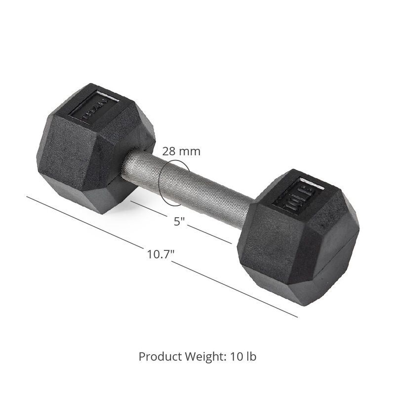 SCRATCH AND DENT - 10 LB Straight Stainless Steel Hex Dumbbells - FINAL SALE