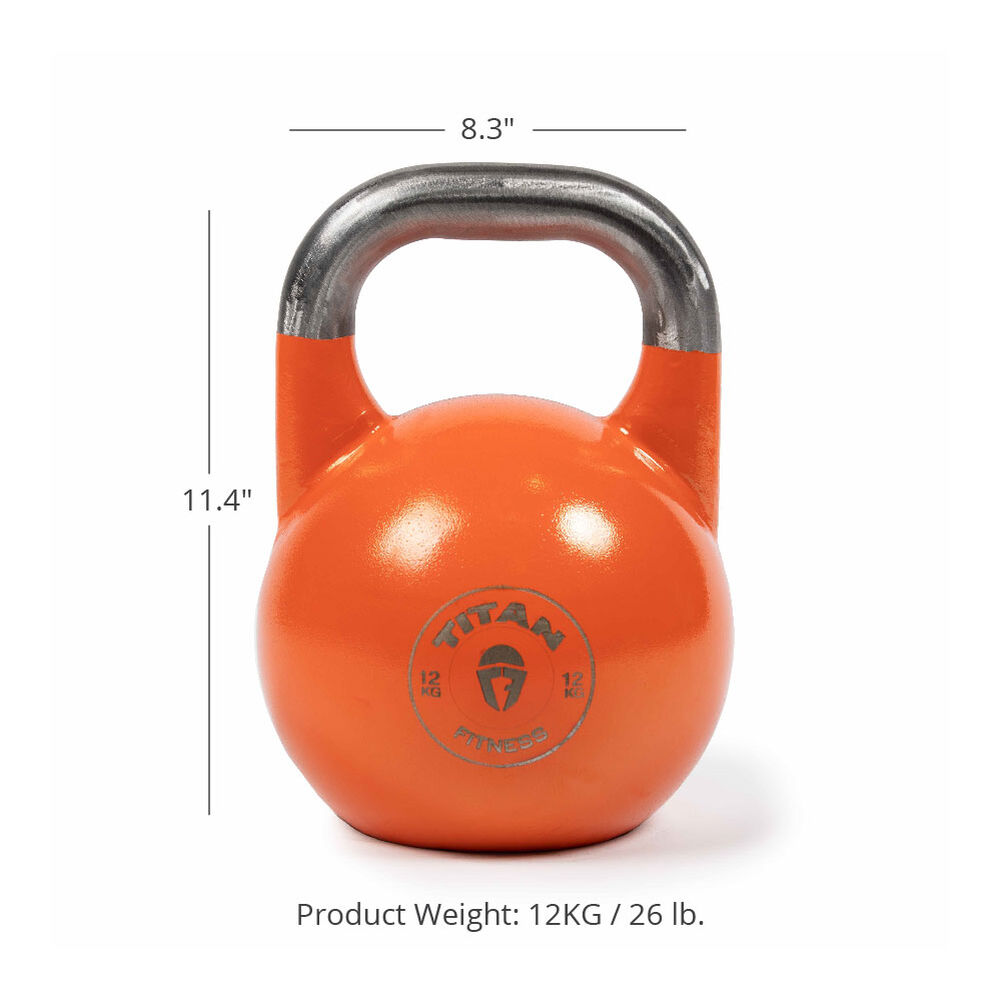 12 KG Competition Kettlebell - Single Piece Casting - Markings - Full Body Workout | Titan Fitness