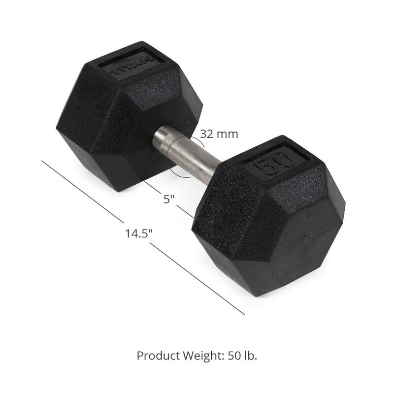 SCRATCH AND DENT - 50 LB Straight Handle Stainless Steel Hex Dumbbell - Single -  FINAL SALE