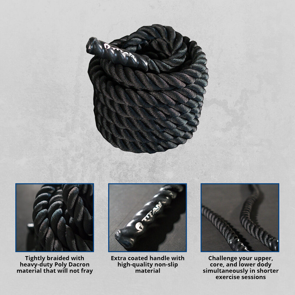40 ft x 2in Battle Rope Black Poly Dacron
