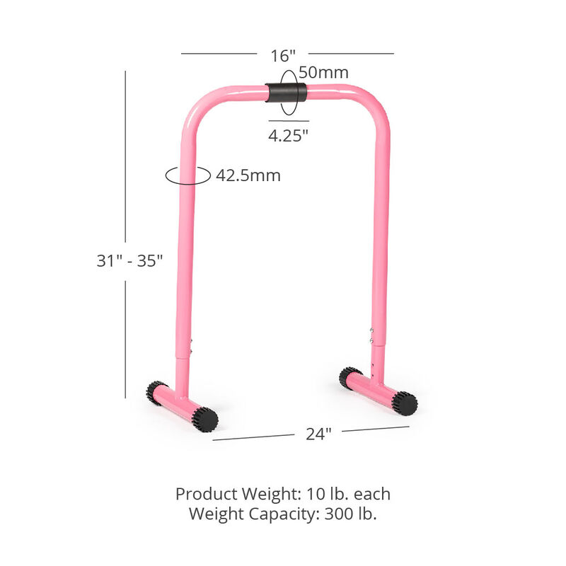 Pink Dip Station Body Weight Equalizer Exercise Bars