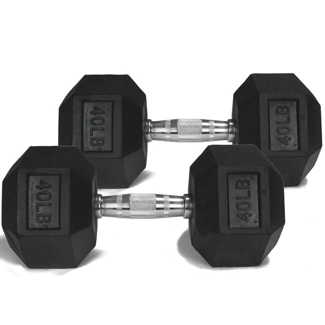 2 Weider 40 LB RUBBER HEX DUMBBELL Set 80 Lb Pound Pair Total FAST 2-3 DAY SHIP 