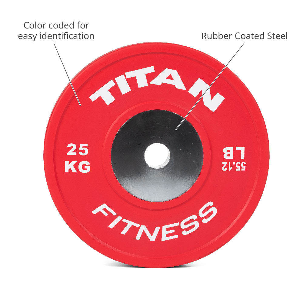 25 KG Red Elite Color Olympic Bumper Plate - Sold Individually 