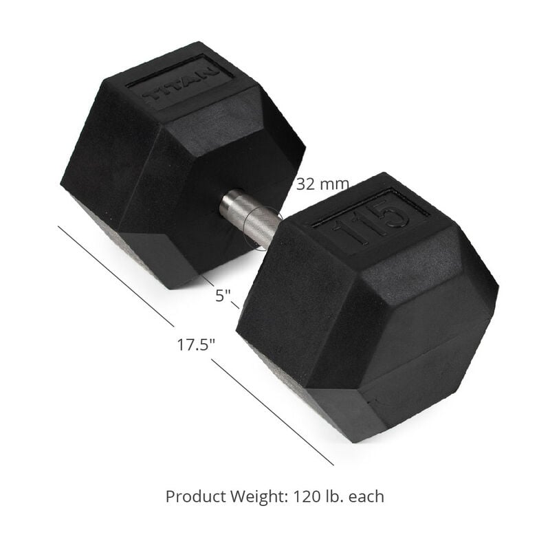 SCRATCH AND DENT - 120 LB Straight Stainless Steel Hex Dumbbell - Single - FINAL SALE