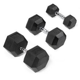 Rubber Hex Dumbbells With Chrome Handles