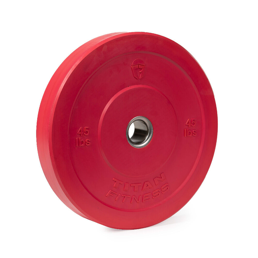 Titan Fitness 45-Pound Olympic Bumper Plate for Strength Training Free Weights 