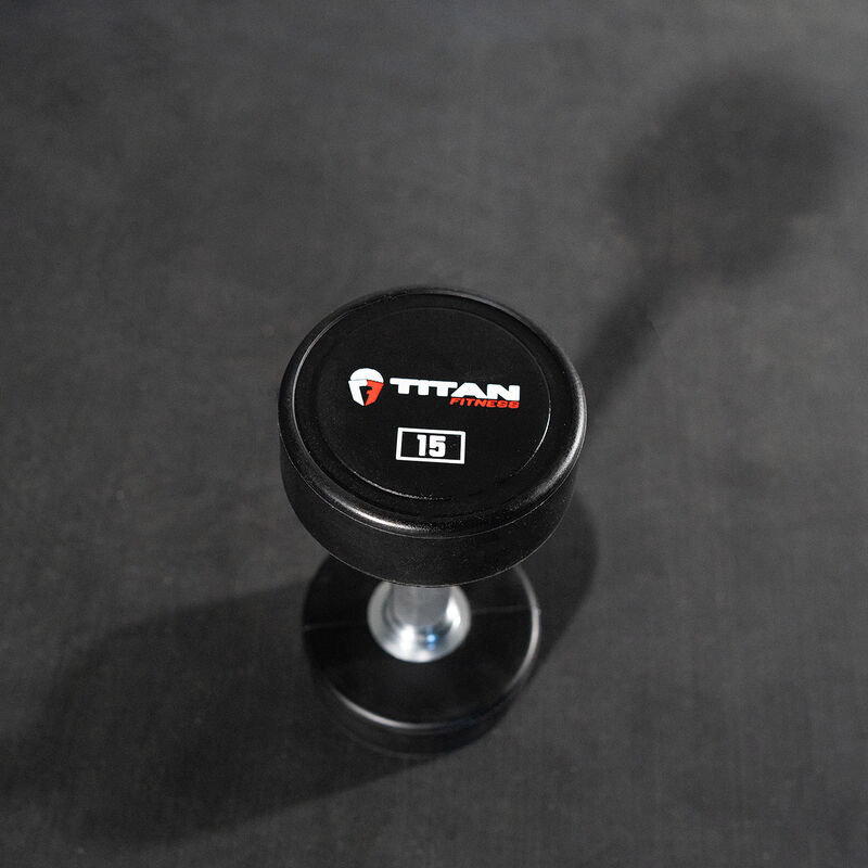 Scratch and Dent - Single 15 LB Round Urethane Dumbbell - FINAL SALE
