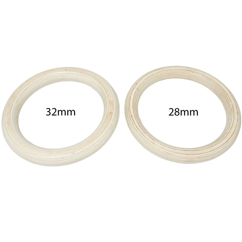 28mm Wood Olympic Gymnastic Rings - 1.5" W Heavy Duty Thick Straps & Buckle